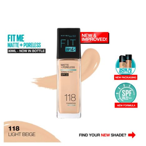 Maybelline Ny New Fit Me Matte + Poreless Liquid Foundation Spf 22 -30Ml