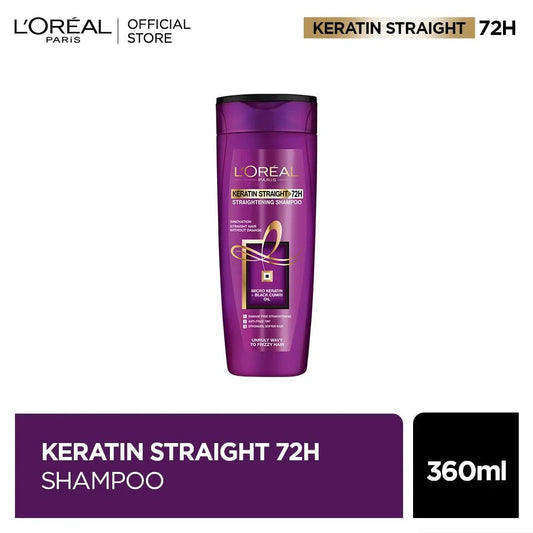 Loreal paris- elvive keratin straight 72h shampoo 360 ml - for straight smooth hair