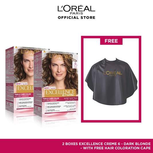 Excellence creme 6 dark blond hair color Bundle + Free Cape