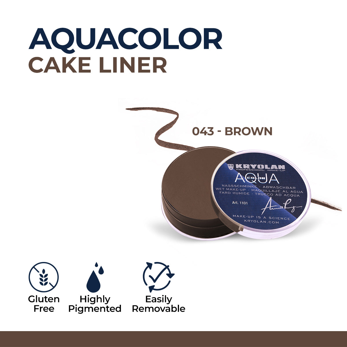 Kryolan - Aquacolor Cake Liner - 043 - Brown