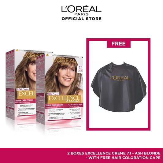 Excellence creme 7.1 ash blonde hair color Bundle + Free Cape