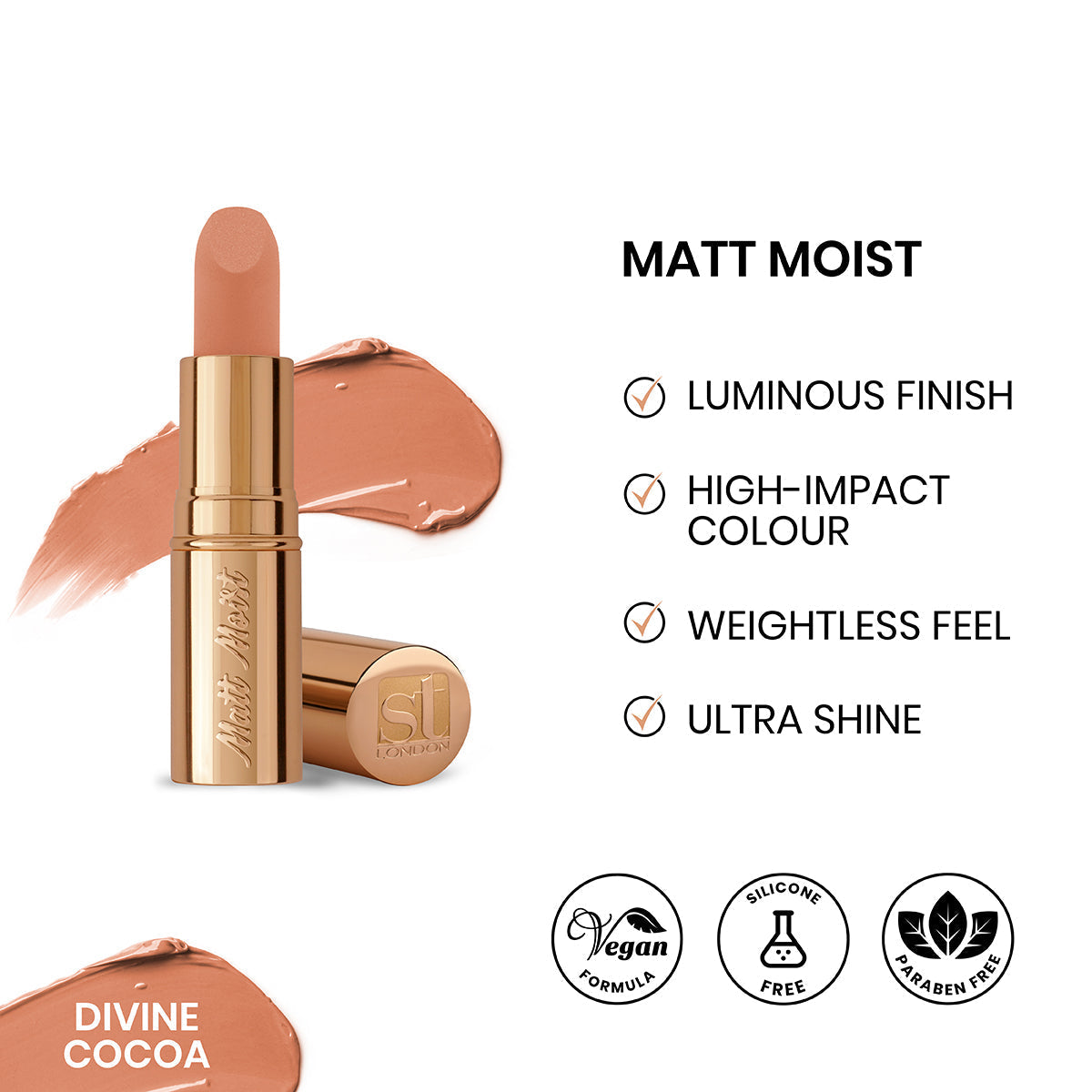 ST London - Matt Moist Long-Lasting Lipstick - Divine Cocoa