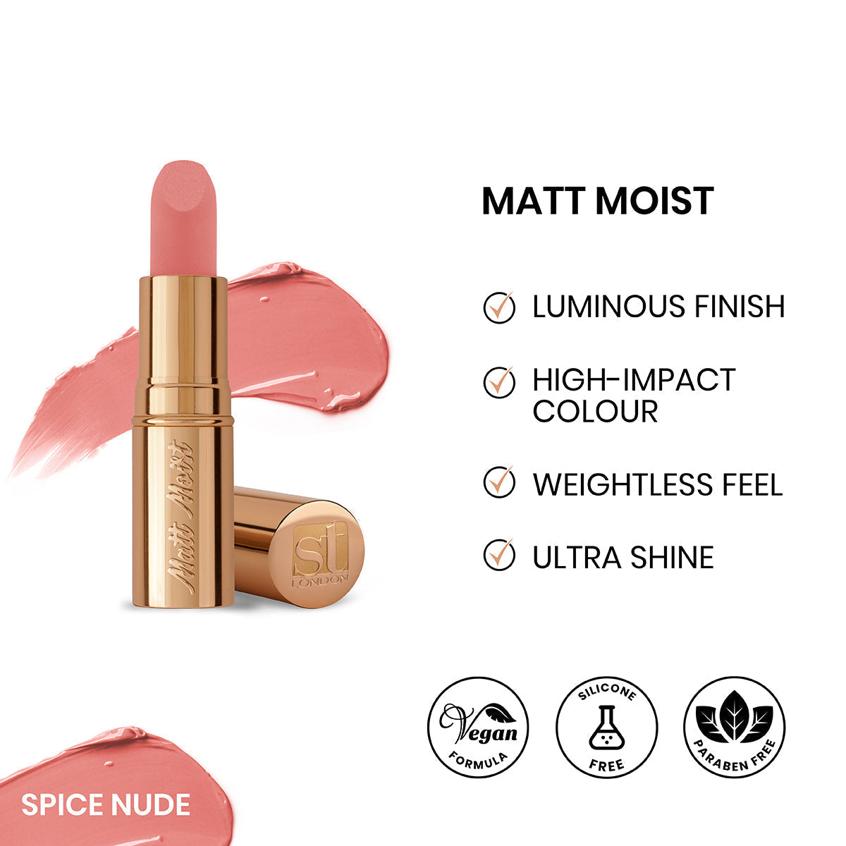 ST London - Matt Moist Long-Lasting Lipstick - Spice Nude