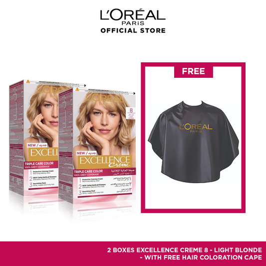 Excellence creme 8 light blonde hair color Bundle + Free Cape