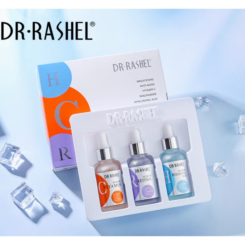 DR. RASHEL Complete facial serum set Vitamin C Serum, Hyaluronic Acid Serum, Retinol serum 3 pack DRL 1616