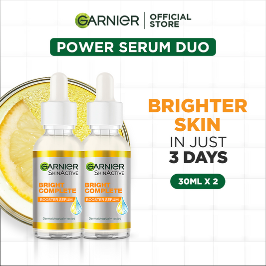 Garnier Skin Active Gright Complete Vitamin C Booster Serum 30ML - Contains Niacinamide (Pack of 2)