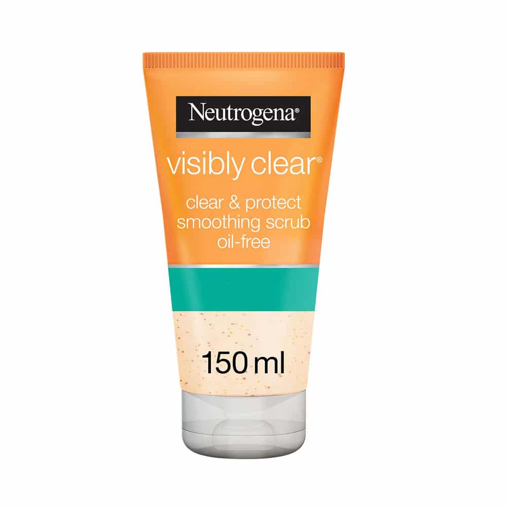 Neutrogena, facial scrub, visibly clear, clear & protect, oil-free, 150ml