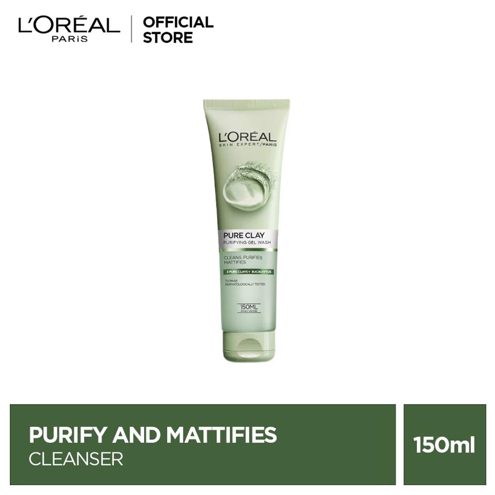 LOreal Paris Pure Clay Purify And Mattify Cleanser, Green 150 Ml