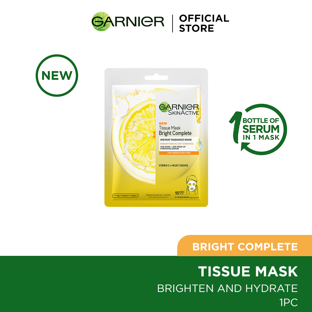 Garnier skin active bright complete tissue face mask - for brighter skin