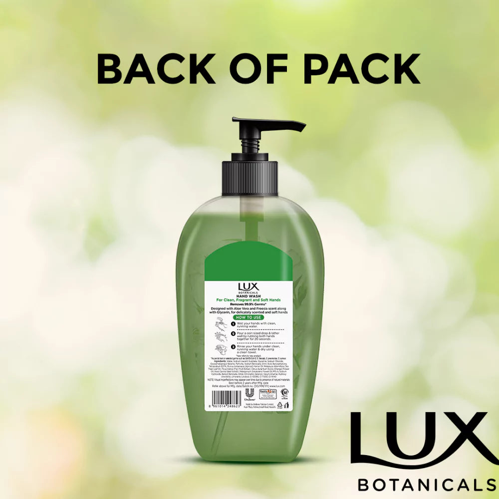 Lux Aloe Vera Hand Wash Bottle (Green)  - 220ML
